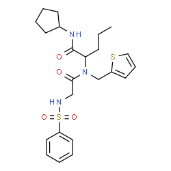ChemSpider 2D Image | N-(Phenylsulfonyl)glycyl-N-cyclopentyl-N~2~-(2-thienylmethyl)norvalinamide | C23H31N3O4S2
