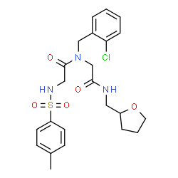 ChemSpider 2D Image | N-[(4-Methylphenyl)sulfonyl]glycyl-N~2~-(2-chlorobenzyl)-N-(tetrahydro-2-furanylmethyl)glycinamide | C23H28ClN3O5S