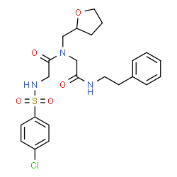 ChemSpider 2D Image | N-[(4-Chlorophenyl)sulfonyl]glycyl-N-(2-phenylethyl)-N~2~-(tetrahydro-2-furanylmethyl)glycinamide | C23H28ClN3O5S