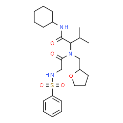 ChemSpider 2D Image | N-(Phenylsulfonyl)glycyl-N-cyclohexyl-N~2~-(tetrahydro-2-furanylmethyl)valinamide | C24H37N3O5S
