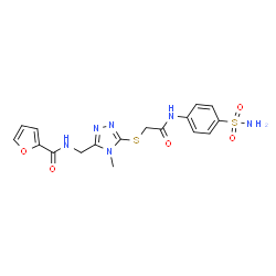ChemSpider 2D Image | N-{[4-Methyl-5-({2-oxo-2-[(4-sulfamoylphenyl)amino]ethyl}sulfanyl)-4H-1,2,4-triazol-3-yl]methyl}-2-furamide | C17H18N6O5S2