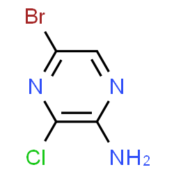 ChemSpider 2D Image | 5-Bromo-3-chloro-2-pyrazinamine | C4H3BrClN3