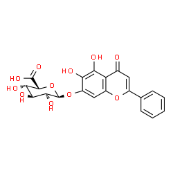 ChemSpider 2D Image | 5,6-Dihydroxy-4-oxo-2-phenyl-4H-chromen-7-yl alpha-L-gulopyranosiduronic acid | C21H18O11