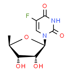 ChemSpider 2D Image | 1-(5-Deoxy-beta-D-glycero-pentofuranosyl)-5-fluoro-2,4(1H,3H)-pyrimidinedione | C9H11FN2O5