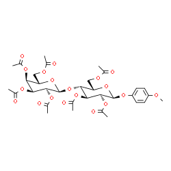 ChemSpider 2D Image | 4-Methoxyphenyl 2,3,6-tri-O-acetyl-4-O-(2,3,4,6-tetra-O-acetyl-alpha-L-allopyranosyl)-alpha-L-gulopyranoside | C33H42O19