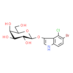 ChemSpider 2D Image | 5-Bromo-4-chloro-1H-indol-3-yl beta-D-galactopyranoside | C14H15BrClNO6