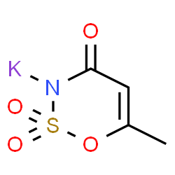 ChemSpider 2D Image | Potassium 6-methyl-4-oxo-4H-1,2,3-oxathiazin-3-ide 2,2-dioxide | C4H4KNO4S