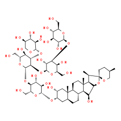 ChemSpider 2D Image | (2alpha,3alpha,5alpha,15beta,20R,22S,25R)-2,15-Dihydroxyspirostan-3-yl beta-D-glucopyranosyl-(1->3)-beta-D-galactopyranosyl-(1->2)-[beta-D-xylopyranosyl-(1->3)]-beta-D-glucopyranosyl-(1->4)-beta-D-glucopyranoside | C56H92O29