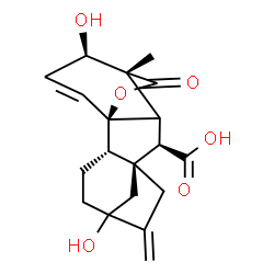 ChemSpider 2D Image | (1R,2S,8S,9R,11R,12R)-5,12-Dihydroxy-11-methyl-6-methylene-16-oxo-15-oxapentacyclo[9.3.2.1~5,8~.0~1,10~.0~2,8~]heptadec-13-ene-9-carboxylic acid | C19H22O6
