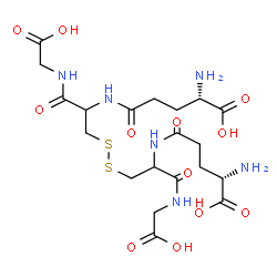 ChemSpider 2D Image | (2S,2'S)-5,5'-[Disulfanediylbis({3-[(carboxymethyl)amino]-3-oxo-1,2-propanediyl}imino)]bis(2-amino-5-oxopentanoic acid) | C20H32N6O12S2