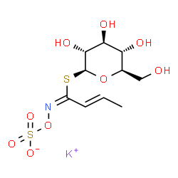 ChemSpider 2D Image | Potassium 1-S-[(1E,2E)-N-(sulfonatooxy)-2-butenimidoyl]-1-thio-beta-D-glucopyranose | C10H16KNO9S2