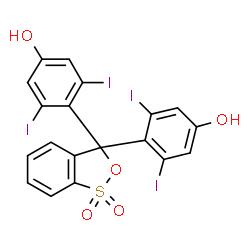 ChemSpider 2D Image | 4,4'-(1,1-Dioxido-3H-2,1-benzoxathiole-3,3-diyl)bis(3,5-diiodophenol) | C19H10I4O5S