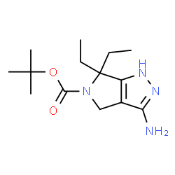 ChemSpider 2D Image | 2-Methyl-2-propanyl 3-amino-6,6-diethyl-4,6-dihydropyrrolo[3,4-c]pyrazole-5(1H)-carboxylate | C14H24N4O2