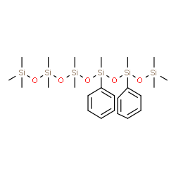 ChemSpider 2D Image | 1,1,1,3,3,5,5,7,9,11,11,11-Dodecamethyl-7,9-diphenylhexasiloxane | C24H46O5Si6
