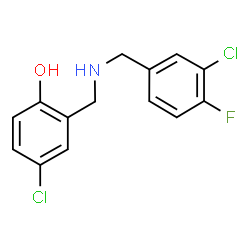 ChemSpider 2D Image | 4-Chloro-2-{[(3-chloro-4-fluorobenzyl)amino]methyl}phenol | C14H12Cl2FNO