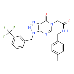 ChemSpider 2D Image | N-(4-Methylbenzyl)-2-{7-oxo-3-[3-(trifluoromethyl)benzyl]-3,7-dihydro-6H-[1,2,3]triazolo[4,5-d]pyrimidin-6-yl}acetamide | C22H19F3N6O2