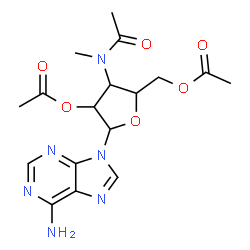 ChemSpider 2D Image | 9-{2,5-Di-O-acetyl-3-[acetyl(methyl)amino]-3-deoxypentofuranosyl}-9H-purin-6-amine | C17H22N6O6