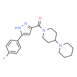 ChemSpider 2D Image | 1,4'-Bipiperidin-1'-yl[5-(4-fluorophenyl)-1H-pyrazol-3-yl]methanone | C20H25FN4O