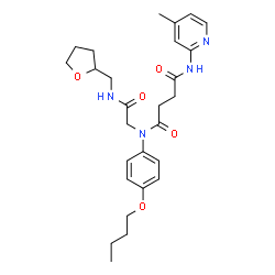 ChemSpider 2D Image | N-(4-Butoxyphenyl)-N'-(4-methyl-2-pyridinyl)-N-{2-oxo-2-[(tetrahydro-2-furanylmethyl)amino]ethyl}succinamide | C27H36N4O5