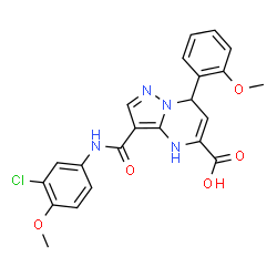 ChemSpider 2D Image | 3-[(3-Chloro-4-methoxyphenyl)carbamoyl]-7-(2-methoxyphenyl)-4,7-dihydropyrazolo[1,5-a]pyrimidine-5-carboxylic acid | C22H19ClN4O5