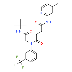 ChemSpider 2D Image | N-{2-[(2-Methyl-2-propanyl)amino]-2-oxoethyl}-N'-(4-methyl-2-pyridinyl)-N-[3-(trifluoromethyl)phenyl]succinamide | C23H27F3N4O3