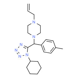 ChemSpider 2D Image | 1-Allyl-4-[(1-cyclohexyl-1H-tetrazol-5-yl)-p-tolyl-methyl]-piperazine | C22H32N6