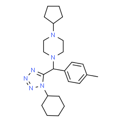 ChemSpider 2D Image | 1-[(1-Cyclohexyl-1H-tetrazol-5-yl)-p-tolyl-methyl]-4-cyclopentyl-piperazine | C24H36N6