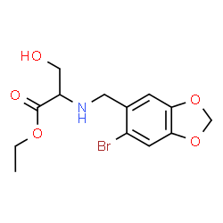 ChemSpider 2D Image | Ethyl N-[(6-bromo-1,3-benzodioxol-5-yl)methyl]serinate | C13H16BrNO5