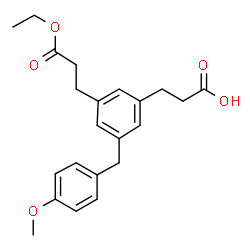 ChemSpider 2D Image | 3-[3-(3-Ethoxy-3-oxopropyl)-5-(4-methoxybenzyl)phenyl]propanoic acid | C22H26O5