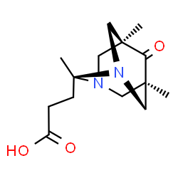 ChemSpider 2D Image | 3-[(2r,5r,7s)-2,5,7-Trimethyl-6-oxo-1,3-diazatricyclo[3.3.1.1~3,7~]dec-2-yl]propanoic acid | C14H22N2O3