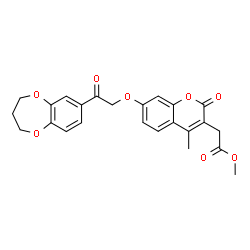 ChemSpider 2D Image | Methyl {7-[2-(3,4-dihydro-2H-1,5-benzodioxepin-7-yl)-2-oxoethoxy]-4-methyl-2-oxo-2H-chromen-3-yl}acetate | C24H22O8