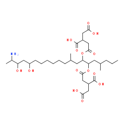 ChemSpider 2D Image | 2,2'-{(19-Amino-16,18-dihydroxy-4,9-dimethyl-6,7-icosanediyl)bis[oxy(2-oxo-2,1-ethanediyl)]}disuccinic acid | C34H59NO14