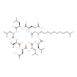 ChemSpider 2D Image | 3-[(3R,6S,9R,12R,15S,18R,21R,25S)-9-(Carboxymethyl)-3,6,15,18-tetraisobutyl-12-isopropyl-25-(10-methylundecyl)-2,5,8,11,14,17,20,23-octaoxo-1-oxa-4,7,10,13,16,19,22-heptaazacyclopentacosan-21-yl]propa
noic acid | C53H93N7O13