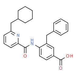 ChemSpider 2D Image | 3-Benzyl-4-({[6-(cyclohexylmethyl)-2-pyridinyl]carbonyl}amino)benzoic acid | C27H28N2O3
