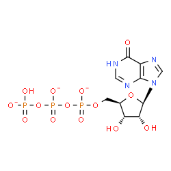 ChemSpider 2D Image | 5'-O-[({[(Hydroxyphosphinato)oxy]phosphinato}oxy)phosphinato]inosine | C10H12N4O14P3