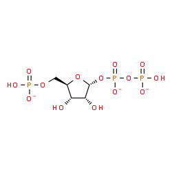 ChemSpider 2D Image | alpha-D-Ribofuranose, 1-O-[hydroxy(phosphonooxy)phosphinyl]-, 5-(dihydrogen phosphate), ion(3-) | C5H10O14P3