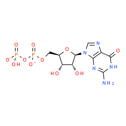 ChemSpider 2D Image | 5'-O-{[(Hydroxyphosphinato)oxy]phosphinato}guanosine | C10H13N5O11P2