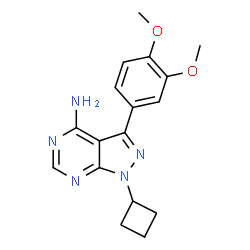 ChemSpider 2D Image | 1-cyclobutyl-3-(3,4-dimethoxyphenyl)-1H-pyrazolo[3,4-d]pyrimidin-4-amine | C17H19N5O2