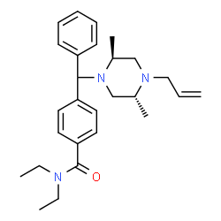 ChemSpider 2D Image | 4-{[(2S,5R)-4-Allyl-2,5-dimethyl-1-piperazinyl](phenyl)methyl}-N,N-diethylbenzamide | C27H37N3O