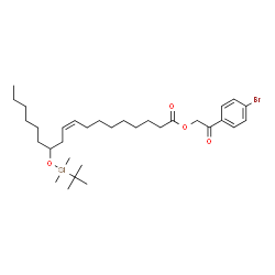 ChemSpider 2D Image | 2-(4-Bromophenyl)-2-oxoethyl (9Z)-12-{[dimethyl(2-methyl-2-propanyl)silyl]oxy}-9-octadecenoate | C32H53BrO4Si