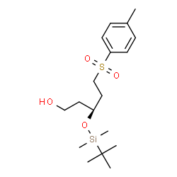 ChemSpider 2D Image | (3S)-3-{[Dimethyl(2-methyl-2-propanyl)silyl]oxy}-5-[(4-methylphenyl)sulfonyl]-1-pentanol | C18H32O4SSi