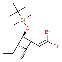 ChemSpider 2D Image | {[(3S,4R,5S)-1,1-Dibromo-3,5-dimethyl-1-hepten-4-yl]oxy}(dimethyl)(2-methyl-2-propanyl)silane | C15H30Br2OSi