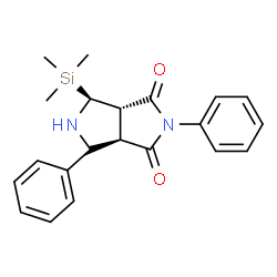 ChemSpider 2D Image | (3aR,6S,6aS)-2,4-Diphenyl-6-(trimethylsilyl)tetrahydropyrrolo[3,4-c]pyrrole-1,3(2H,3aH)-dione | C21H24N2O2Si