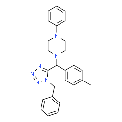 ChemSpider 2D Image | 1-[(1-Benzyl-1H-tetrazol-5-yl)-p-tolyl-methyl]-4-phenyl-piperazine | C26H28N6