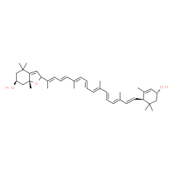 ChemSpider 2D Image | (3S,3'R,5R,6'R,9cis)-4',5'-Didehydro-5,5',6',8-tetrahydro-5,8-epoxy-beta,beta-carotene-3,3'-diol | C40H56O3