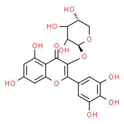 ChemSpider 2D Image | 5,7-Dihydroxy-4-oxo-2-(3,4,5-trihydroxyphenyl)-4H-chromen-3-yl beta-D-glycero-pentopyranoside | C20H18O12
