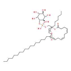 ChemSpider 2D Image | 1-[(Hydroxy{[(1S,2R,3R,4S,5S,6R)-2,3,4,5,6-pentahydroxycyclohexyl]oxy}phosphoryl)oxy]-3-(stearoyloxy)-2-propanyl (4Z,7Z,10Z,13Z)-4,7,10,13-icosatetraenoate | C47H83O13P