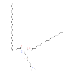 ChemSpider 2D Image | (2R,3S,4E)-2-[(4Z)-4-Docosenoylamino]-3-hydroxy-4-octadecen-1-yl 2-(trimethylammonio)ethyl phosphate | C45H89N2O6P