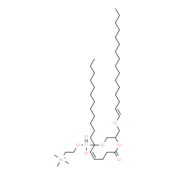ChemSpider 2D Image | 3-[(1E)-1-Hexadecen-1-yloxy]-2-[(4Z)-4-octadecenoyloxy]propyl 2-(trimethylammonio)ethyl phosphate | C42H82NO7P
