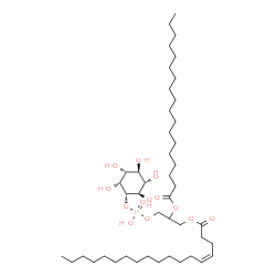 ChemSpider 2D Image | 3-[(Hydroxy{[(1S,2R,3R,4S,5S,6R)-2,3,4,5,6-pentahydroxycyclohexyl]oxy}phosphoryl)oxy]-2-(stearoyloxy)propyl (4Z)-4-octadecenoate | C45H85O13P